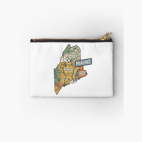 Item preview, Maine Illustrated Map – Retro State Regions & Landmarks designed and sold by Paper Drip.