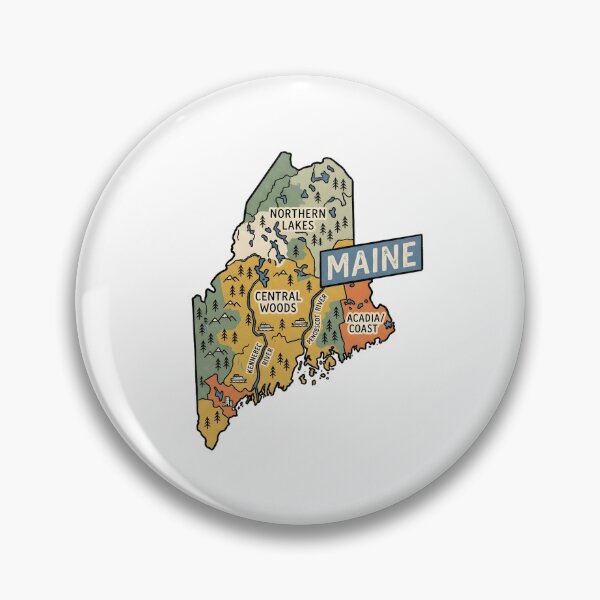 Item preview, Maine Illustrated Map – Retro State Regions & Landmarks designed and sold by Paper Drip.