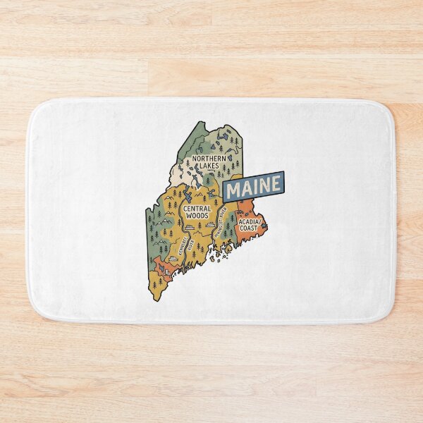 Item preview, Maine Illustrated Map – Retro State Regions & Landmarks designed and sold by Paper Drip.