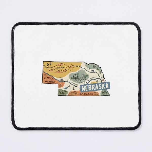 Item preview, Nebraska Illustrated Map – Retro State Regions & Landmarks designed and sold by Paper Drip.