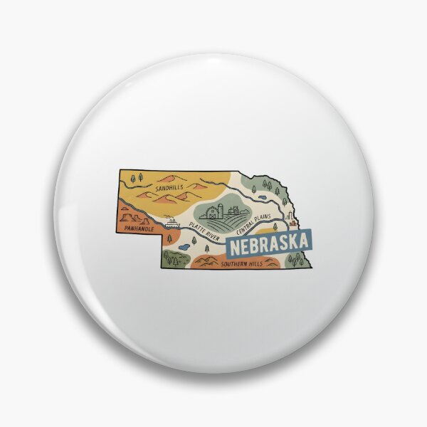 Item preview, Nebraska Illustrated Map – Retro State Regions & Landmarks designed and sold by Paper Drip.