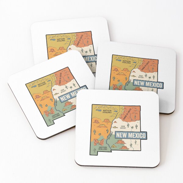 Item preview, New Mexico Illustrated Map – Retro State Regions & Landmarks designed and sold by Paper Drip.