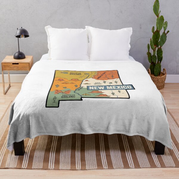 Item preview, New Mexico Illustrated Map – Retro State Regions & Landmarks designed and sold by Paper Drip.