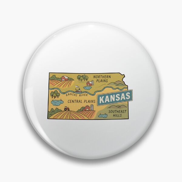 Item preview,  Kansas Illustrated Map – Retro State Regions & Landmarks designed and sold by Paper Drip.