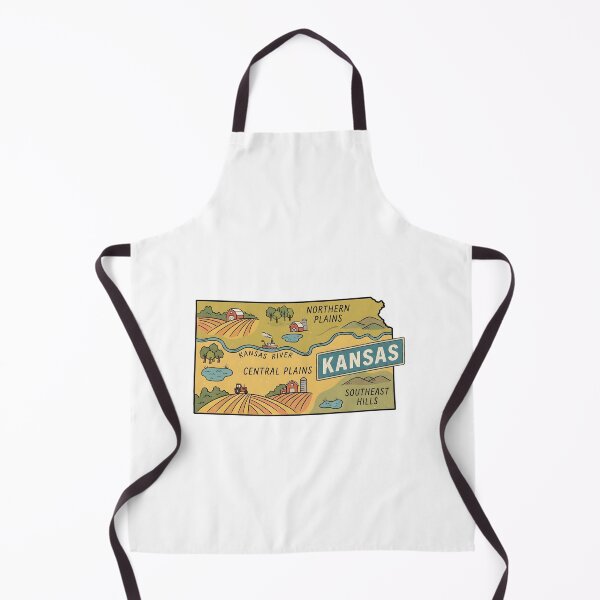Item preview, Kansas Illustrated Map – Retro State Regions & Landmarks designed and sold by Paper Drip.