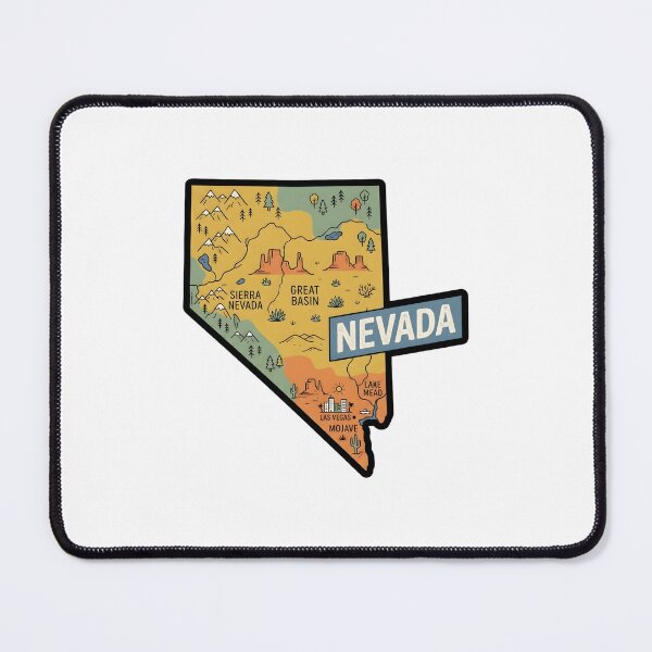 Item preview, Nevada Illustrated Map – Retro State Regions & Landmarks designed and sold by Paper Drip.