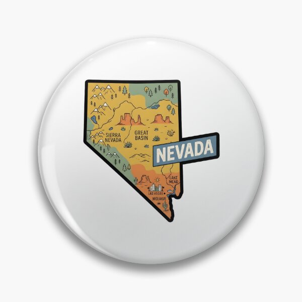 Artikelvorschau, Illustrierte Karte von Nevada – Retro-Staatsregionen & Sehenswürdigkeiten entworfen und verkauft von Paper Drip.
