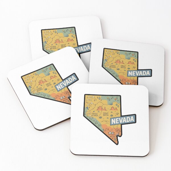 Item preview, Nevada Illustrated Map – Retro State Regions & Landmarks designed and sold by Paper Drip.