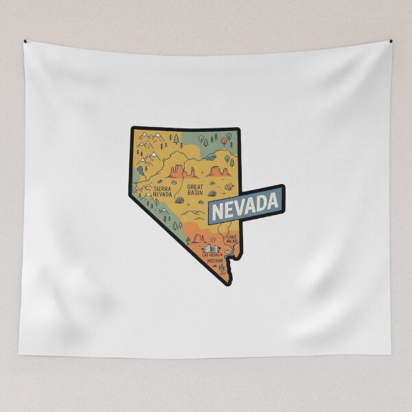 Item preview, Nevada Illustrated Map – Retro State Regions & Landmarks designed and sold by Paper Drip.