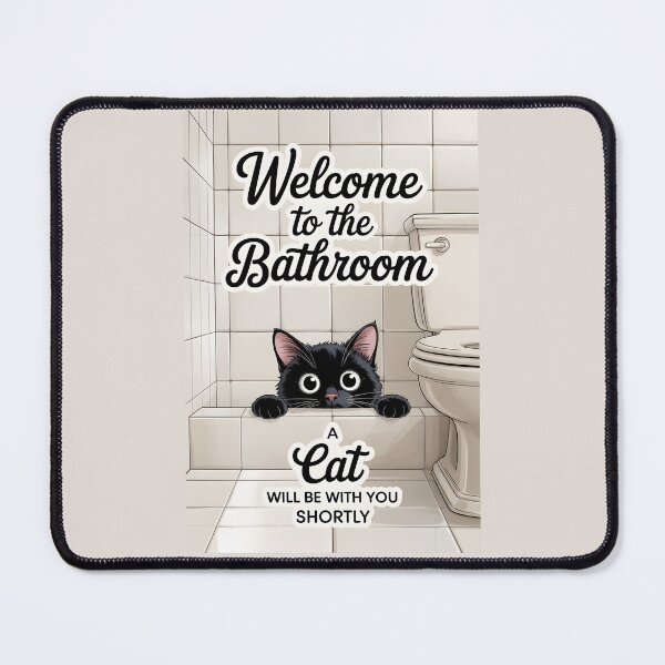 Item preview, Welcoming Bathroom Cat Cartoon designed and sold by Museum Of Non-Existing Art.