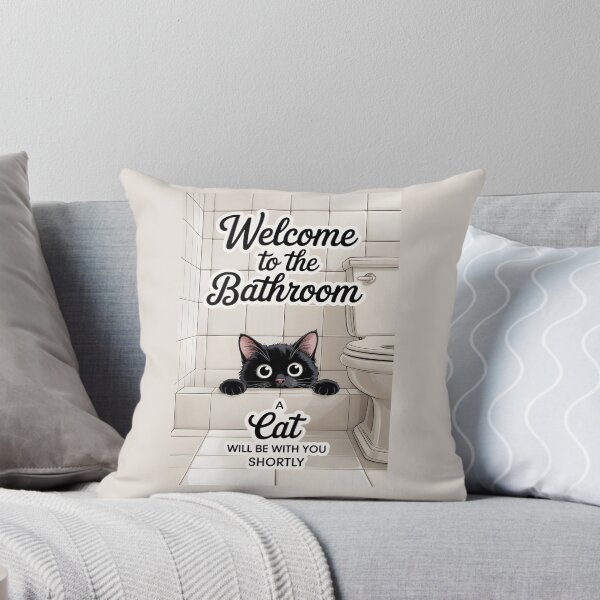 Item preview, Welcoming Bathroom Cat Cartoon designed and sold by Museum Of Non-Existing Art.
