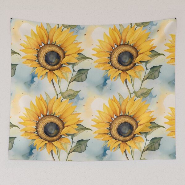 Item preview, Watercolor Sunflower Floral Seamless Pattern – Summer Botanical Design designed and sold by sana designer.