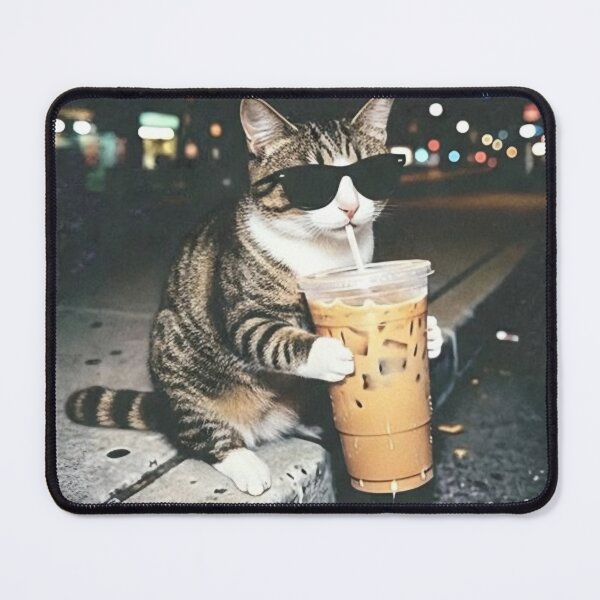 Item preview, Funny Cat Drinking Iced Coffee Shirt, Animal Meme designed and sold by KrystinaGiGi.