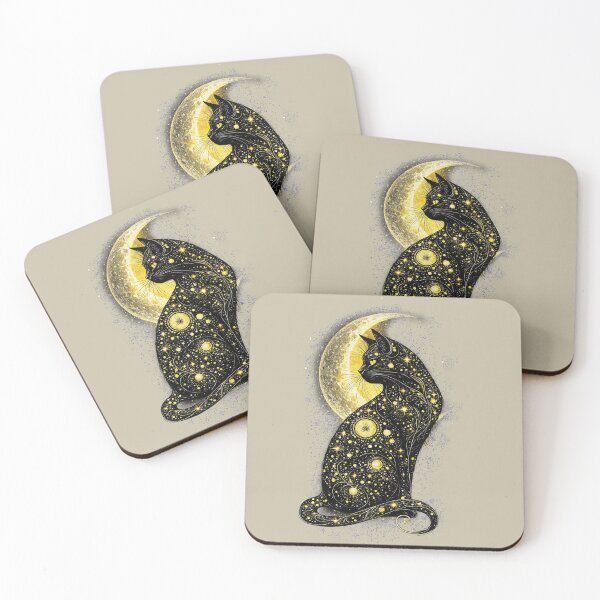 Item preview,  Cat and Gold Moon minimalist art. designed and sold by Natart1004.