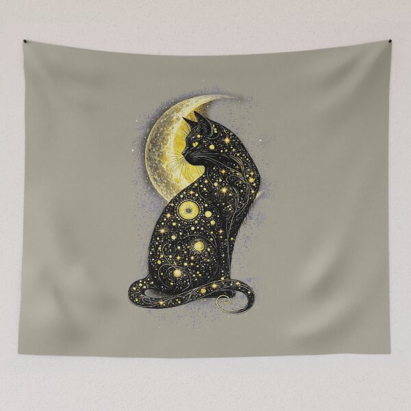 Item preview,  Cat and Gold Moon minimalist art. designed and sold by Natart1004.