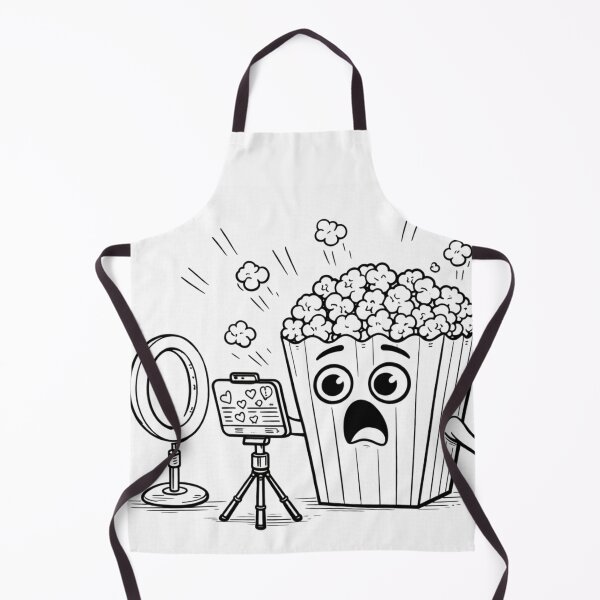 Item preview, Popcorn Influencer Panic – Ring Light Meltdown (Black & White Line Art) designed and sold by ComedyInkFactor.