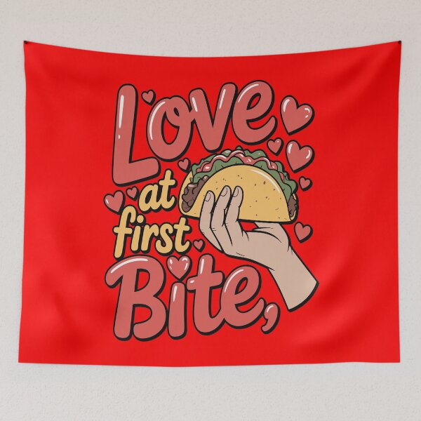 Item preview, Funny Taco Eating Lover Humor Art Design Love At Frist Bite designed and sold by fantasticdesign.