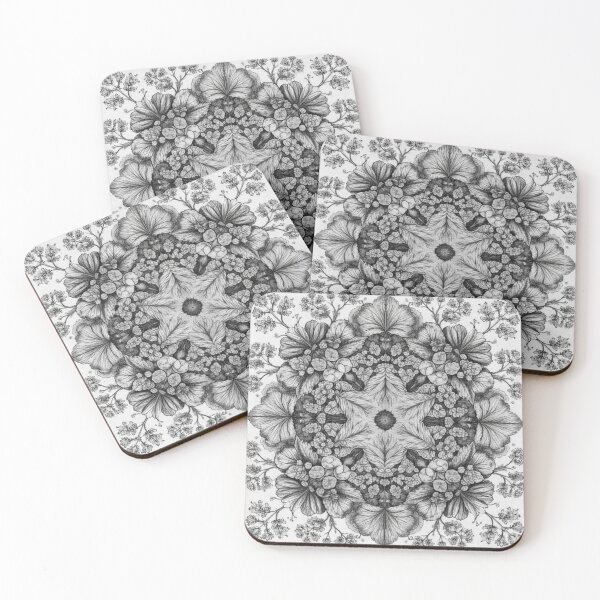 Item preview, Alchemilla Mollis – Botanical Mandala in Charcoal (Black & White Edition) designed and sold by Colorshow-relax.