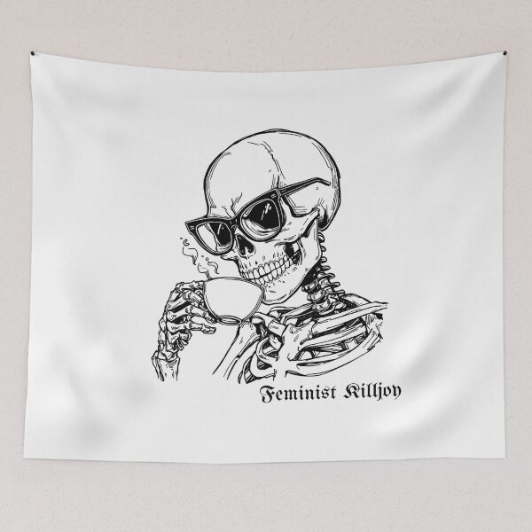 Item preview, Feminist Killjoy - Funny Sarcastic Skeleton Drinking Coffee designed and sold by TobiasLogic.