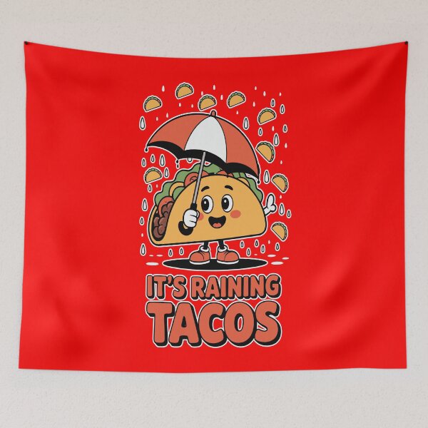 Item preview, Funny Taco Eating Lover Humor Art Design It's Raining Tacos designed and sold by fantasticdesign.