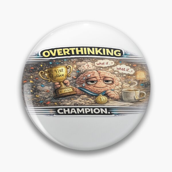 Item preview, Overthinking Champion Funny Anxiety Brain Meme Quote designed and sold by FeralMindStudio.