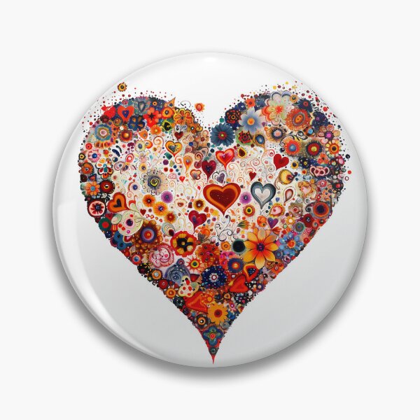 Item preview, Maximalist Psychedelic Heart Saint Valentine's Day - Vibrant Doodle Flower Love Art Print designed and sold by DesignArtist.ia.