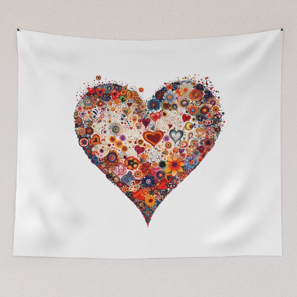 Item preview, Maximalist Psychedelic Heart Saint Valentine's Day - Vibrant Doodle Flower Love Art Print designed and sold by DesignArtist.ia.