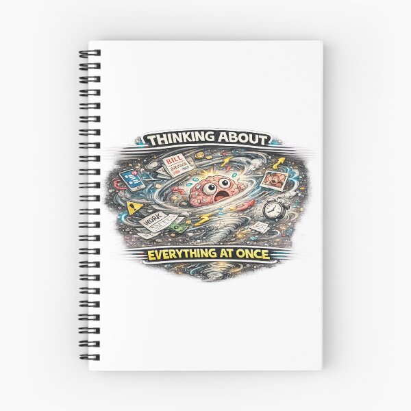 Item preview, Thinking About Everything at Once Funny Overthinking Meme designed and sold by FeralMindStudio.
