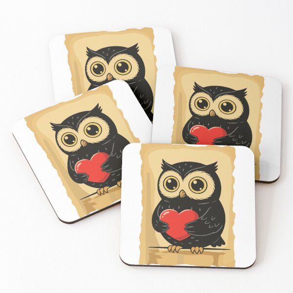 Item preview, Cute Owl Holding Red Heart designed and sold by BazStudiodesign.