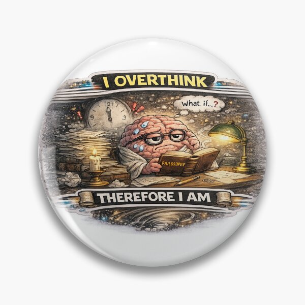 Item preview, I Overthink Therefore I Am Funny Overthinking Meme Quote designed and sold by FeralMindStudio.