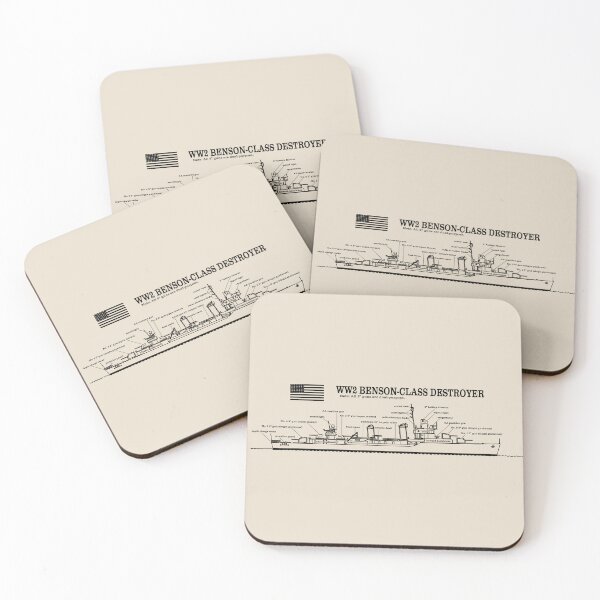 Item preview, WW2 Benson-Class Destroyer Diagram Technical Blueprint Profile USA Flag designed and sold by MilitaryMart.