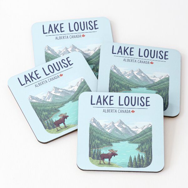 Item preview, Lake Louise Alberta Canada Cute Colorful Landscape Moose designed and sold by HowToCanadian.