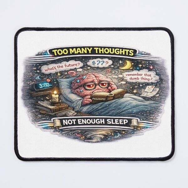 Item preview, Too Many Thoughts Not Enough Sleep Funny Anxiety Meme designed and sold by FeralMindStudio.