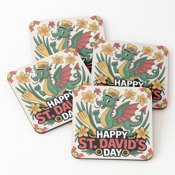Item preview, Happy St. David's Day Cute Green Dragon – Welsh Daffodil Celebration   designed and sold by Midnight Veil Designs.