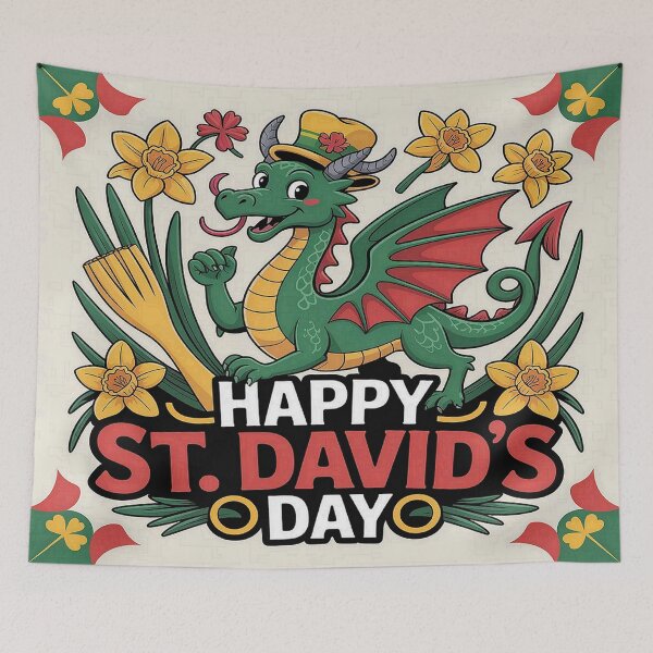 Item preview, Happy St. David's Day Cute Green Dragon – Welsh Daffodil Celebration   designed and sold by Midnight Veil Designs.