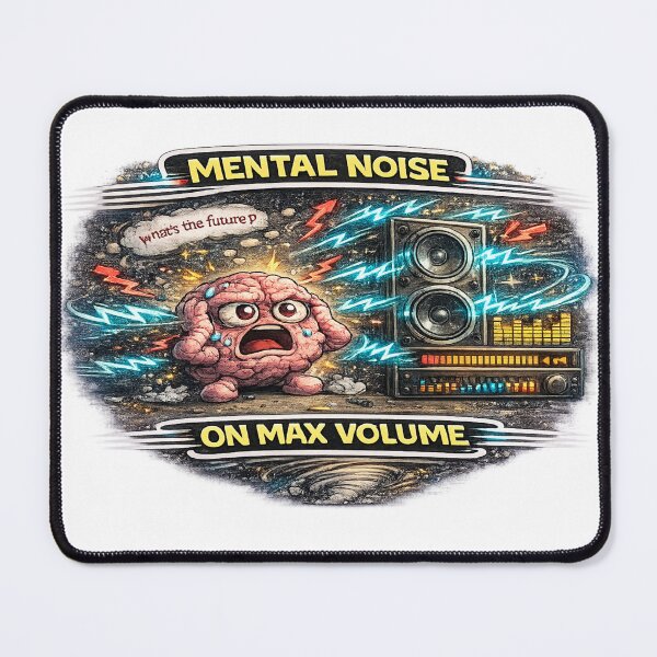Item preview, Mental Noise on Max Volume Funny Anxiety Overthinking Meme designed and sold by FeralMindStudio.