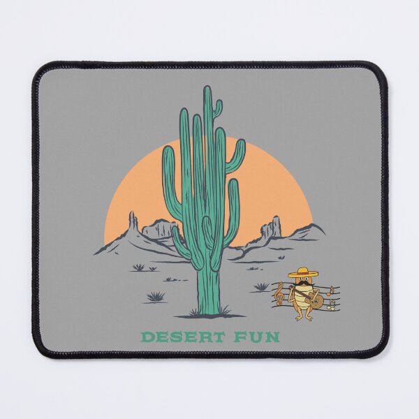 Item preview, “Desert Fun” Quote essential t-shirt with Retro Design of a Saguaro Cactus & Desert Sunset Cartoon AnimalPlaying a Guitar designed and sold by MKTreasures.