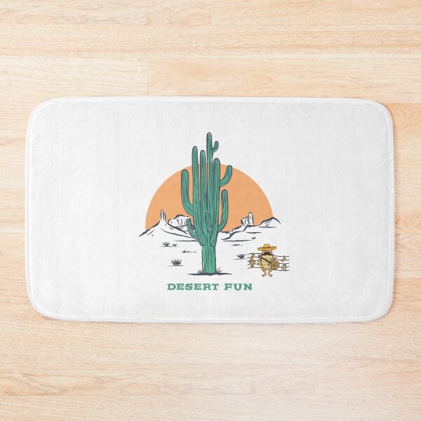 Item preview, “Desert Fun” Quote essential t-shirt with Retro Design of a Saguaro Cactus & Desert Sunset Cartoon AnimalPlaying a Guitar  designed and sold by MKTreasures.