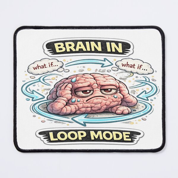 Item preview, Brain in Loop Mode Funny Overthinking Anxiety Meme Design designed and sold by FeralMindStudio.