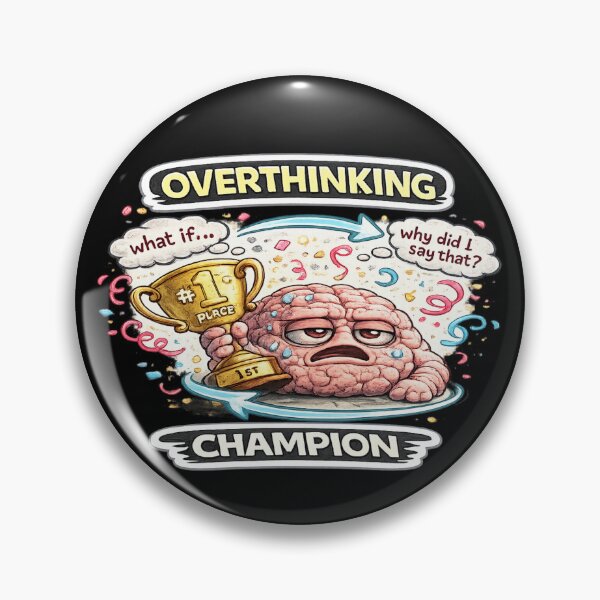 Item preview, Overthinking Champion Dark Anxiety Meme Brain Sticker designed and sold by FeralMindStudio.