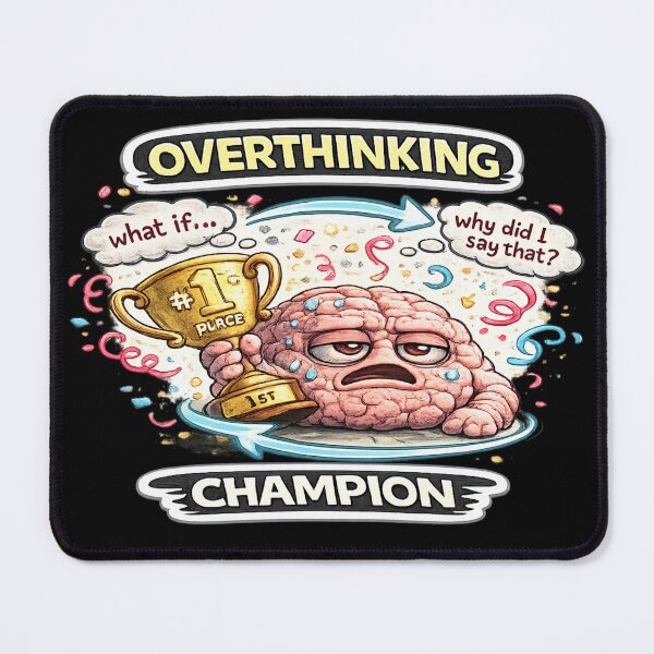 Item preview, Overthinking Champion Dark Anxiety Meme Brain Sticker designed and sold by FeralMindStudio.