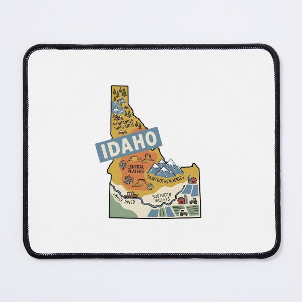 Item preview, Idaho Illustrated Map – Retro State Regions & Landmarks designed and sold by Paper Drip.