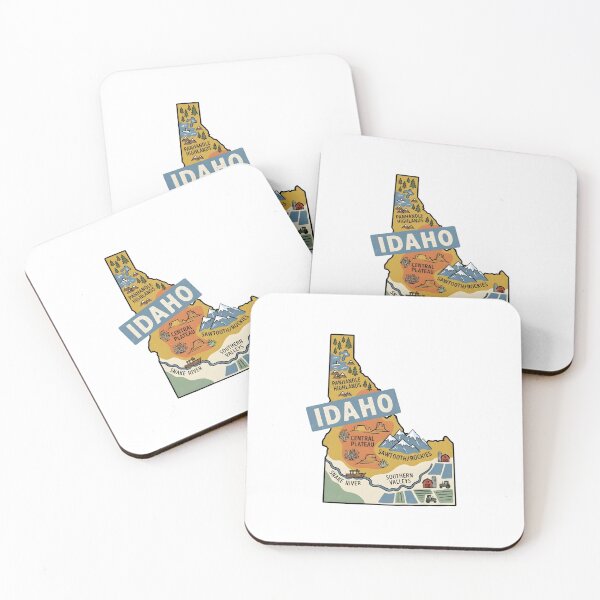 Item preview, Idaho Illustrated Map – Retro State Regions & Landmarks designed and sold by Paper Drip.