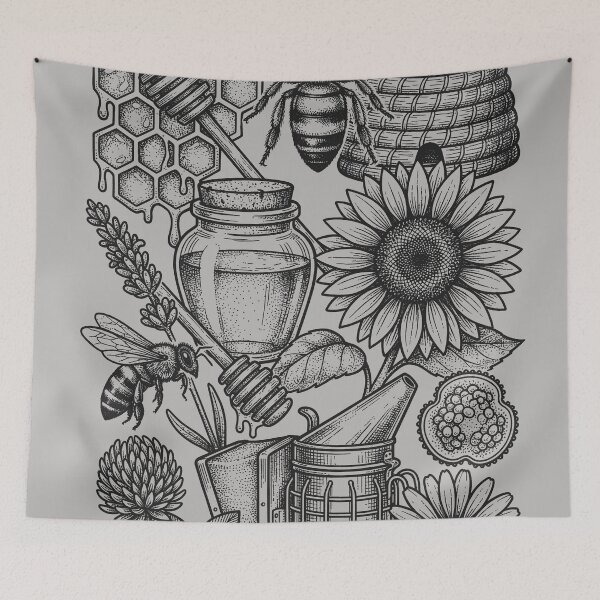 Item preview, Classic Entomology Bee Chart - Vintage Woodcut Style designed and sold by DigitalGlade.