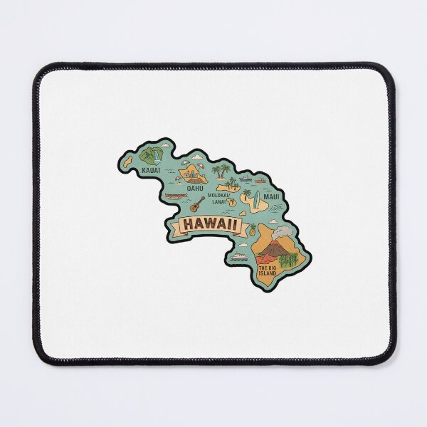 Item preview, Hawaii Illustrated Map – Retro State Regions & Landmarks designed and sold by Paper Drip.