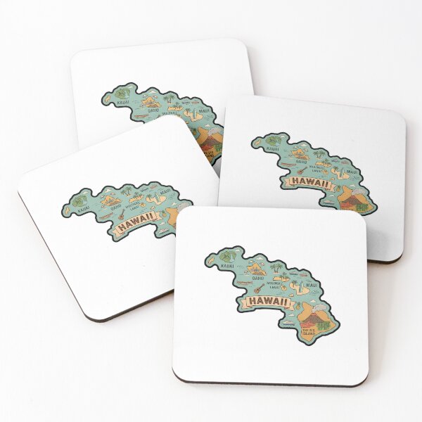 Item preview, Hawaii Illustrated Map – Retro State Regions & Landmarks designed and sold by Paper Drip.