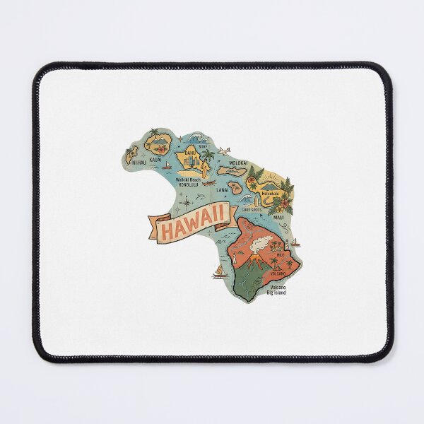 Item preview, Hawaii Illustrated Map – Retro State Regions & Landmarks designed and sold by Paper Drip.