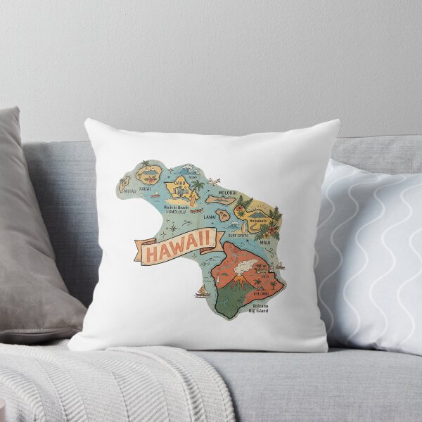 Item preview, Hawaii Illustrated Map – Retro State Regions & Landmarks designed and sold by Paper Drip.