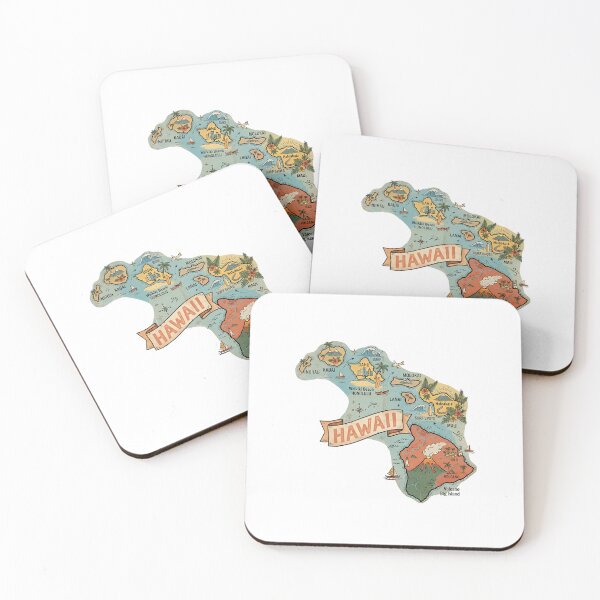 Item preview, Hawaii Illustrated Map – Retro State Regions & Landmarks designed and sold by Paper Drip.
