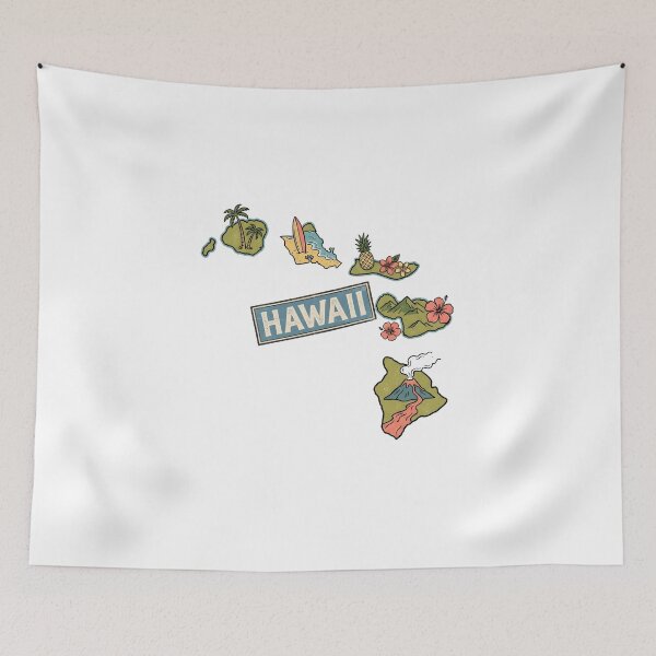 Item preview,  Hawaii Illustrated Map – Retro State Regions & Landmarks designed and sold by Paper Drip.